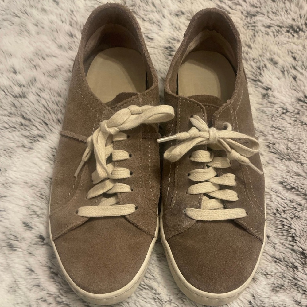 Dolce Vita Womens Taupe Suede Lace-ups Fashion Sneakers Shoes 8 M